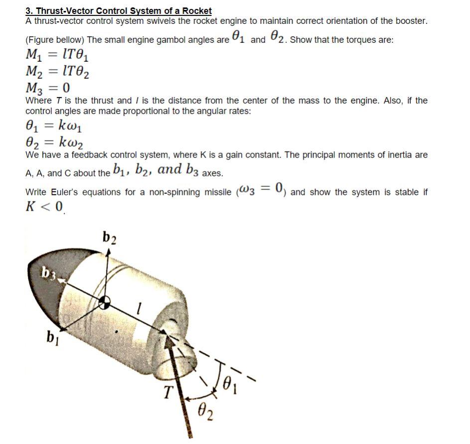 -- 3. Thrust-Vector Control System Of A Rocket A | Chegg.com