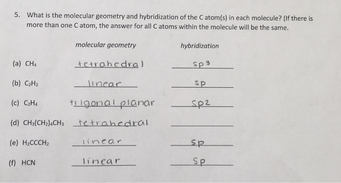 Solved What is the molecular geometry and hybridization of Chegg