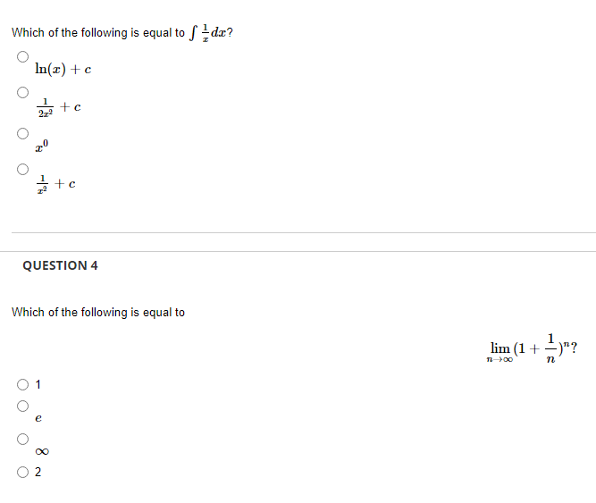 Solved Which of the following is the derivative of ex ? | Chegg.com