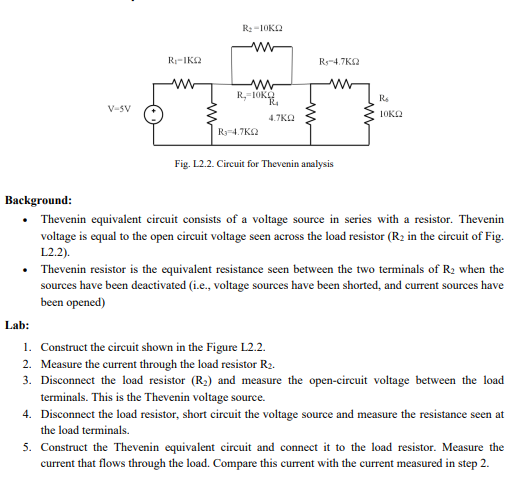Solved Fig. L2.2. Circuit for Thevenin analysis Background: | Chegg.com