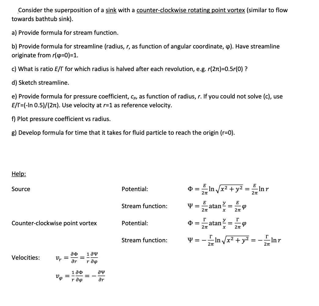 Solved Consider the superposition of a sink with a | Chegg.com