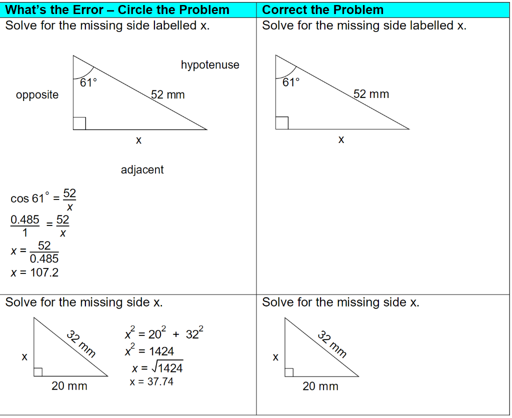 Solved Solve for the missing side labelled x. Solve for the | Chegg.com