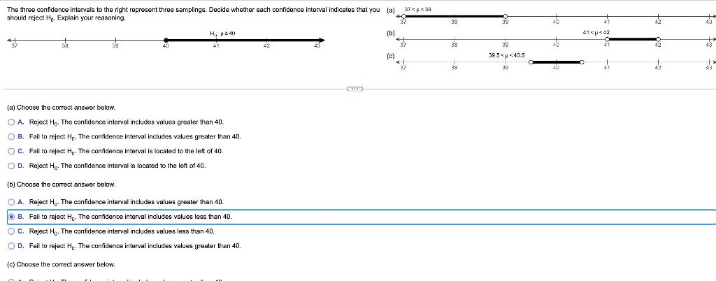 Solved 37 38 The three confidence intervals to the right | Chegg.com