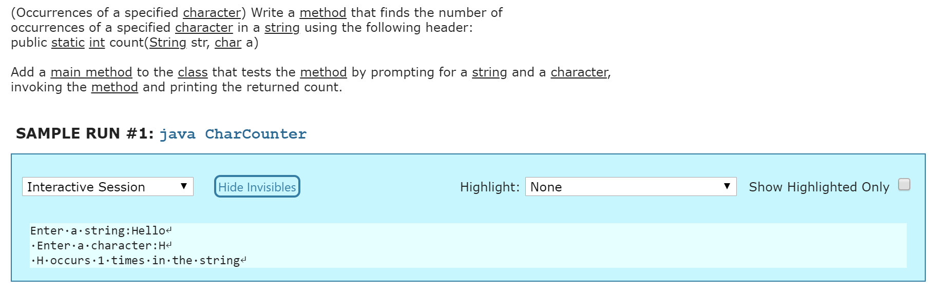 solved-occurrences-of-a-specified-character-write-a-method-chegg