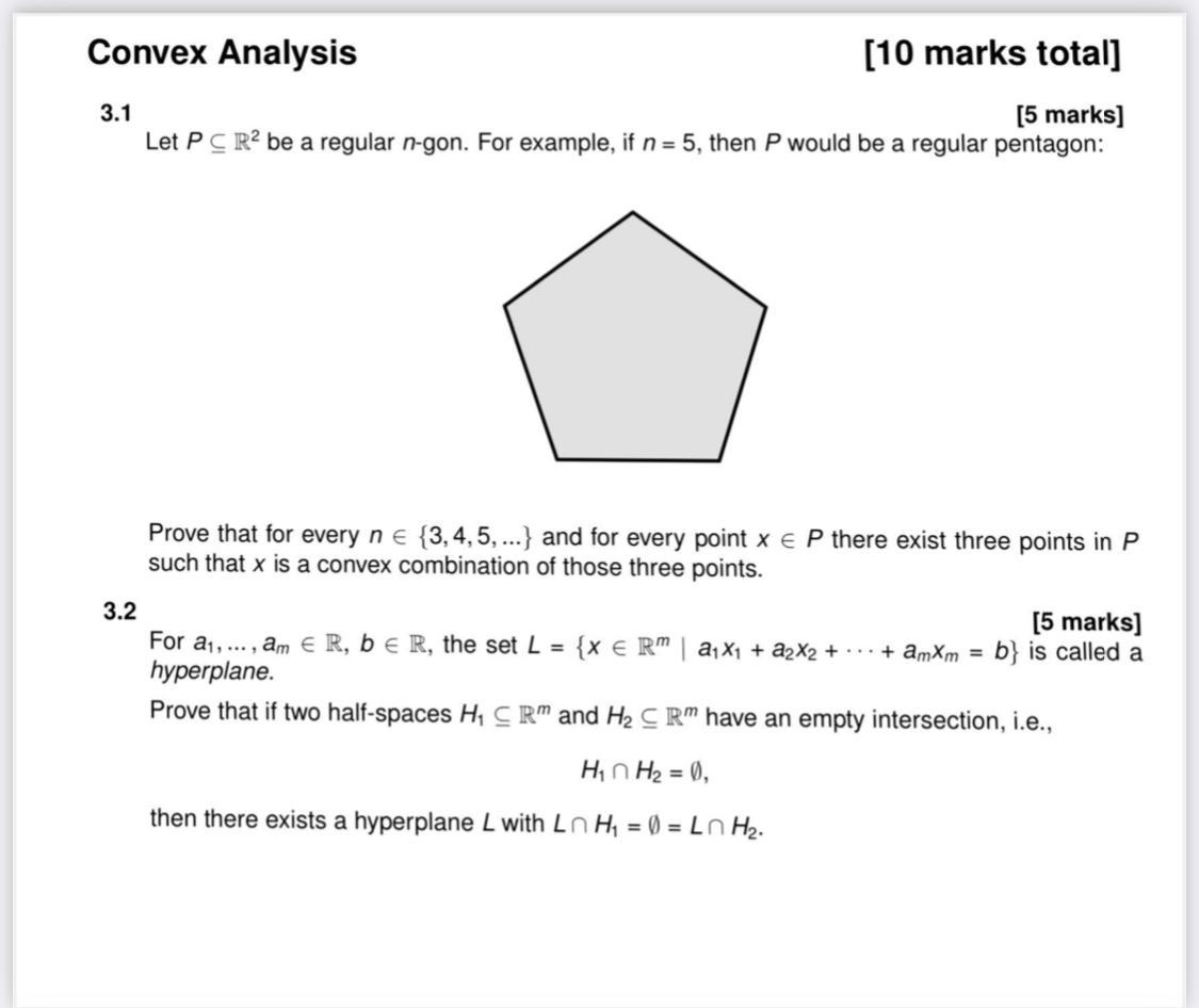 Solved Convex Analysis 10 Marks Total 5 Marks Let Pc Chegg Com