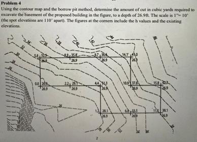 Solved Problem 4 Using the contour map and the borrow pit | Chegg.com