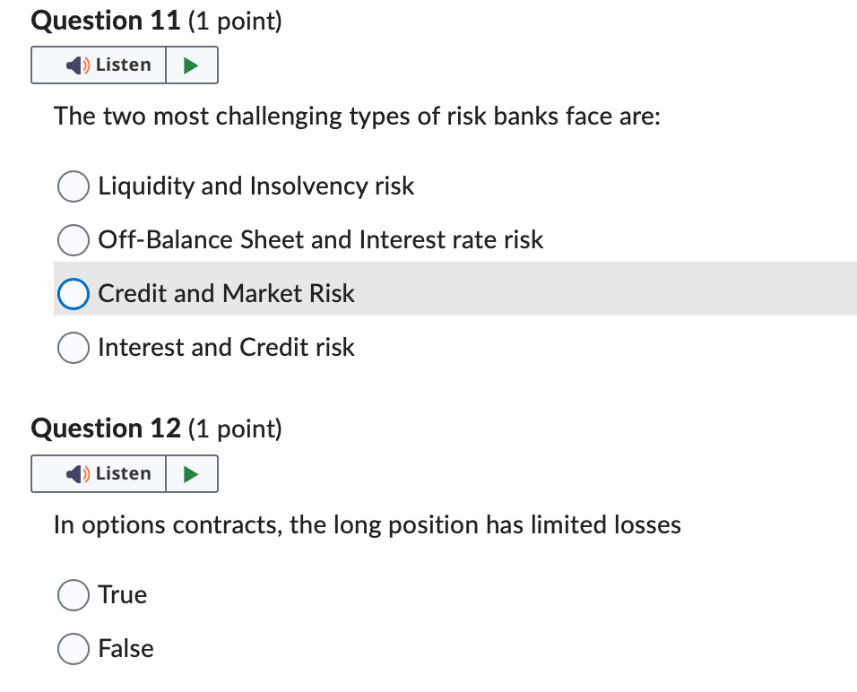 Solved The two most challenging types of risk banks face | Chegg.com