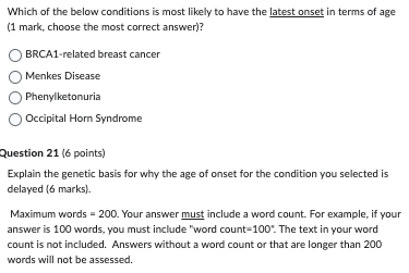 Solved Which of the below conditions is most likely to have | Chegg.com