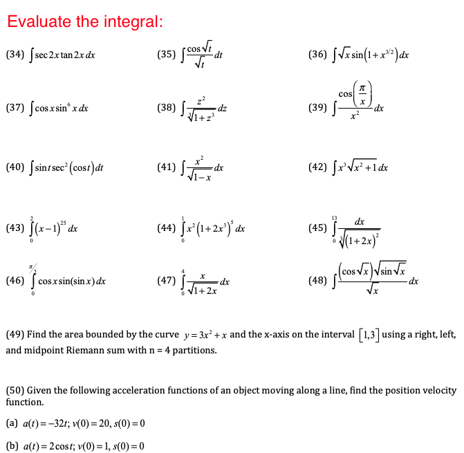 Solved Evaluate The Integral 34 Sec2x Tan 2x Dx 35 Chegg Com