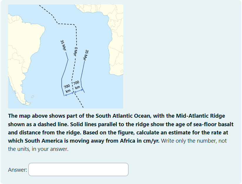 Solved The map above shows part of the South Atlantic Ocean, | Chegg.com