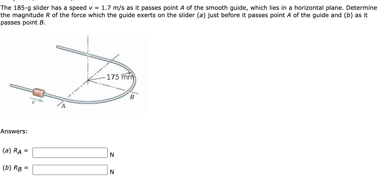 Solved The 185-g Slider Has A Speed V = 1.7 M/s As It Passes | Chegg.com