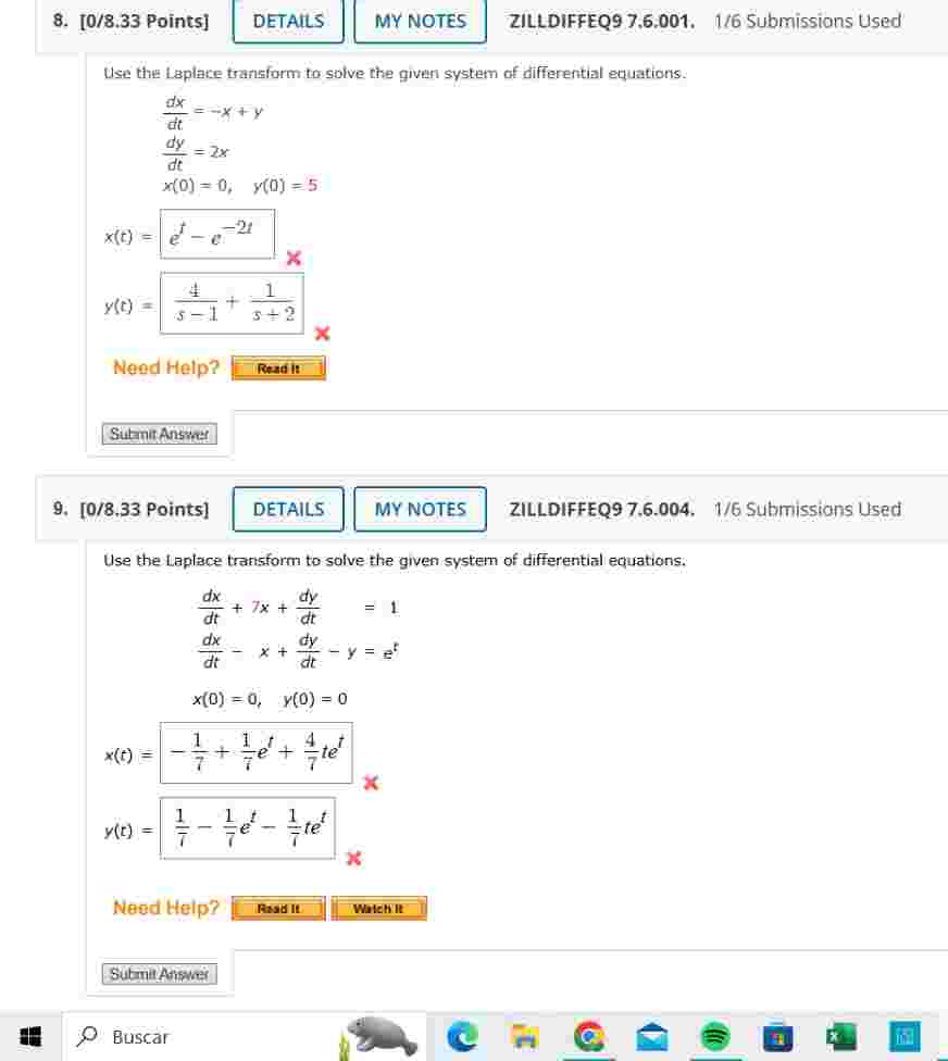 Solved Points Use The Laplace Trandform To So