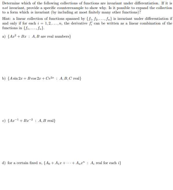 Solved Determine which of the following collections of | Chegg.com