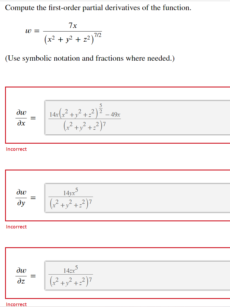 Solved Compute The First Order Partial Derivatives Of The 3569