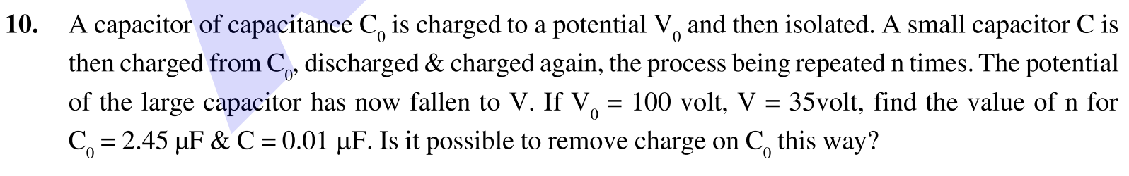 Solved 0. A capacitor of capacitance C0 is charged to a | Chegg.com