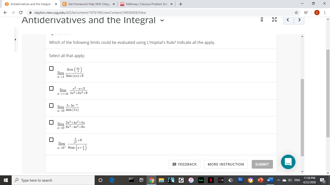 Solved Antiderivatives and the Integral - X C Get Homework | Chegg.com