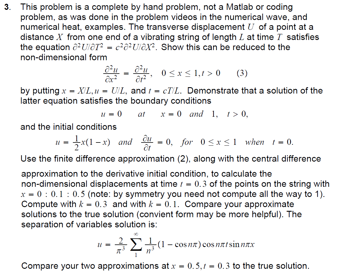 Solved This problem is a complete by hand problem, not a | Chegg.com