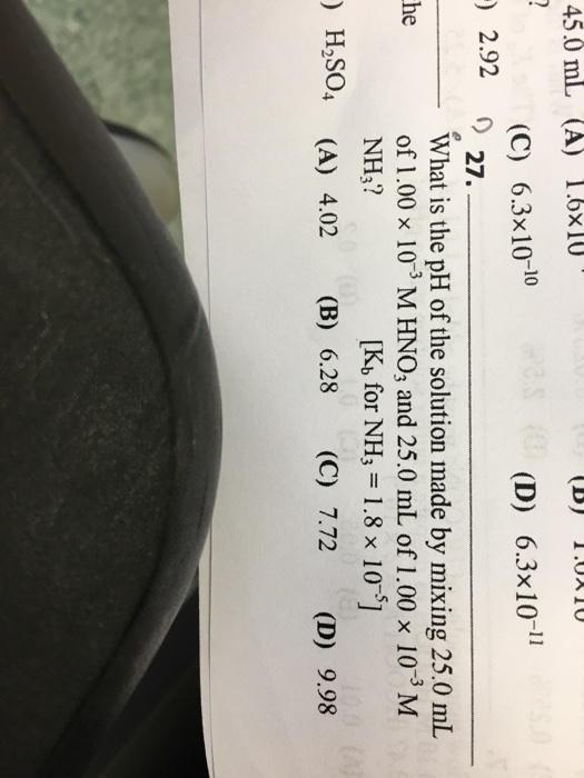 Solved What is the pH of the solution made by mixing 25.0 mL | Chegg.com