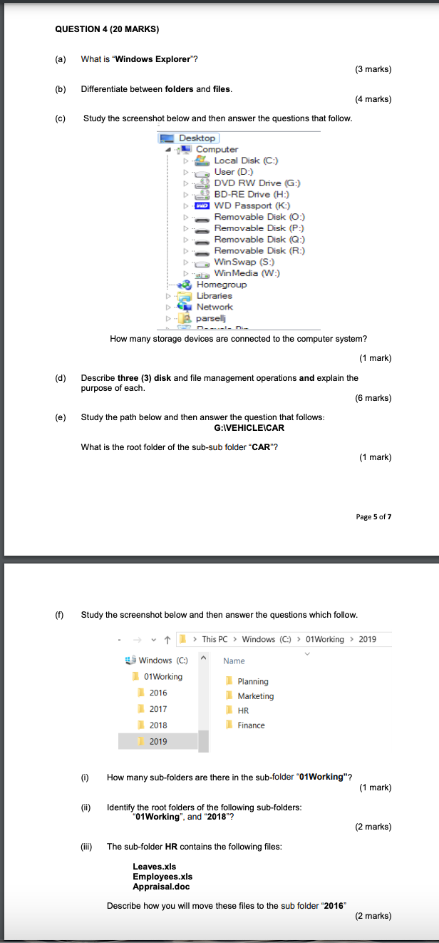 Solved QUESTION 4 (20 MARKS) (a) What is 
