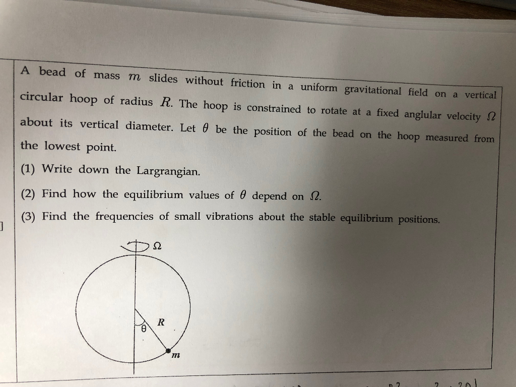 Solved A Bead Of Mass M Slides Without Friction In A Uniform 5819