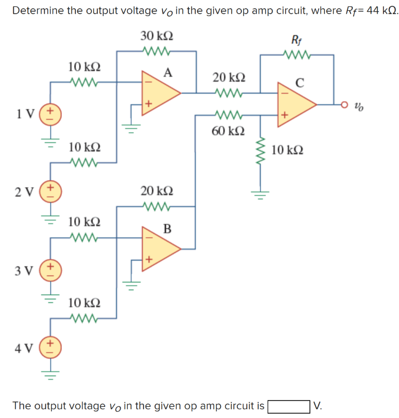Solved Determine the output voltage Vo in ﻿the given op ﻿amp | Chegg.com