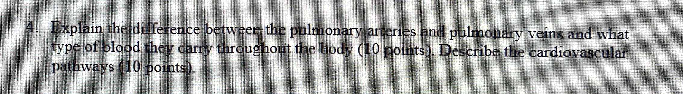 Solved Explain the difference between the pulmonary arteries | Chegg.com