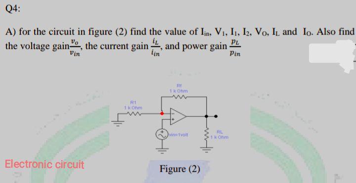 Solved Q4: A) for the circuit in figure (2) find the value | Chegg.com