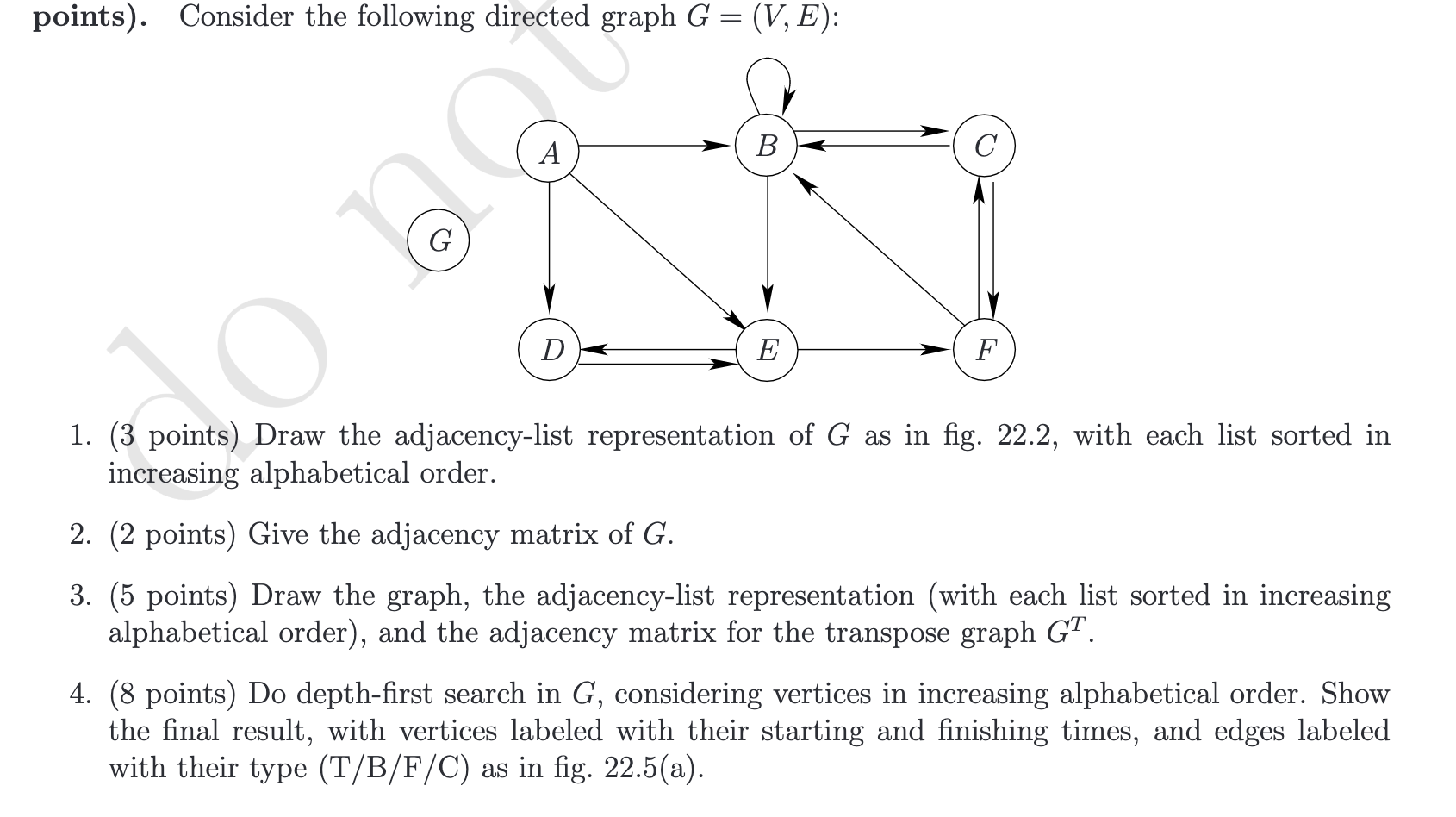 Solved Points). Consider The Following Directed Graph G = | Chegg.com