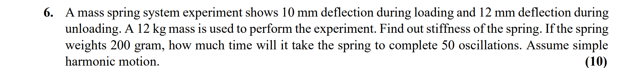 Solved 6. A mass spring system experiment shows 10 mm | Chegg.com