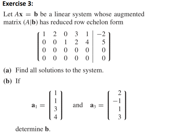 Solved Exercise 3: Let Ax=b Be A Linear System Whose | Chegg.com