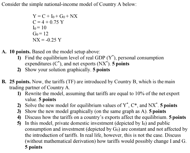 Solved Consider The Simple National-income Model Of Country | Chegg.com