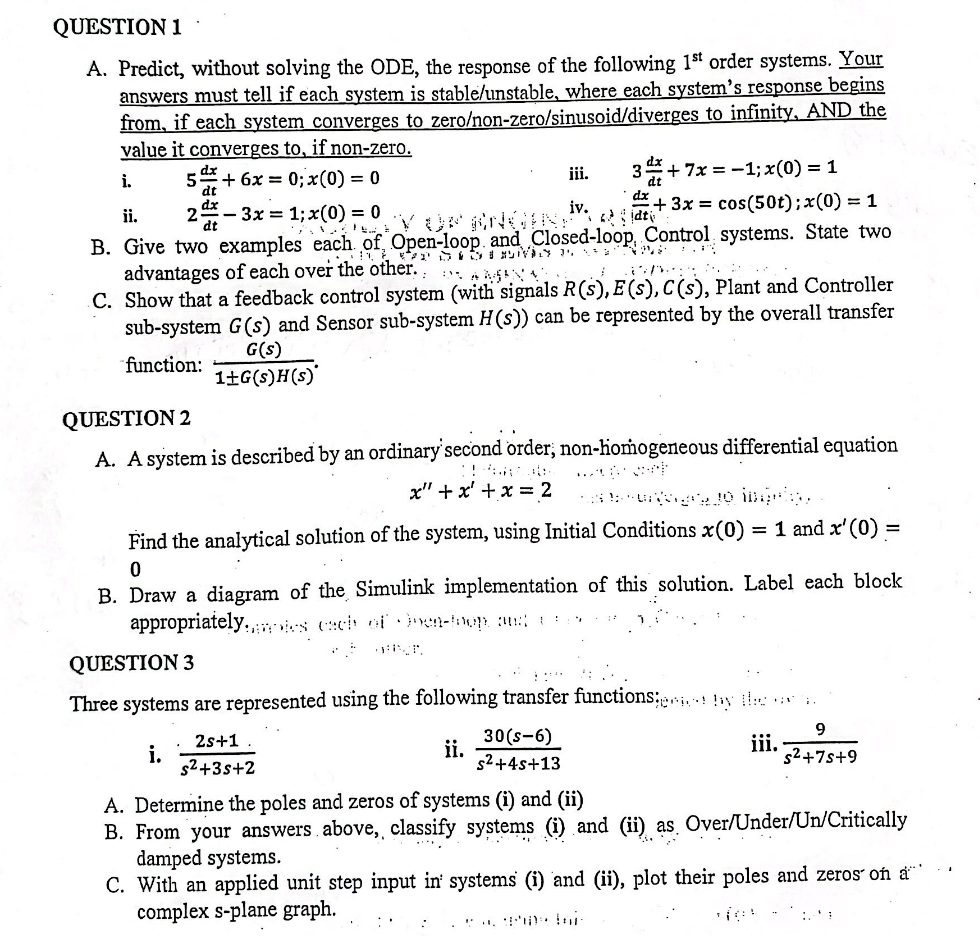 Solved QUESTION 1 A. Predict, without solving the ODE, the | Chegg.com