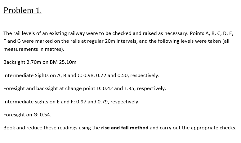 Solved Problem 1. The rail levels of an existing railway | Chegg.com