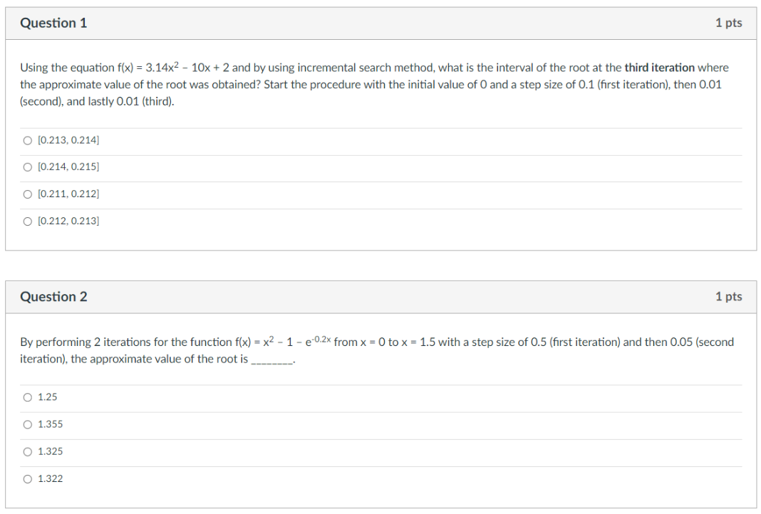 Solved 1. Using the equation f(x) = 3.13x^2-10x+2 and by | Chegg.com