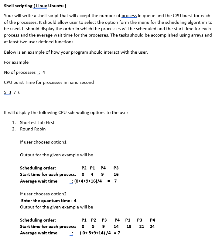 Solved Shell scripting ( Linux Ubuntu) Your will write a | Chegg.com