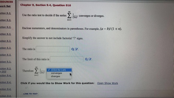 Solved SOURCES Chapter 9, Section 9.4, Question 016 work Set | Chegg.com
