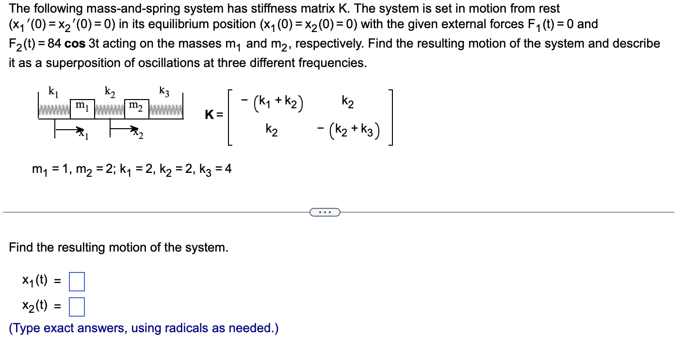 The following mass-and-spring system has stiffness | Chegg.com
