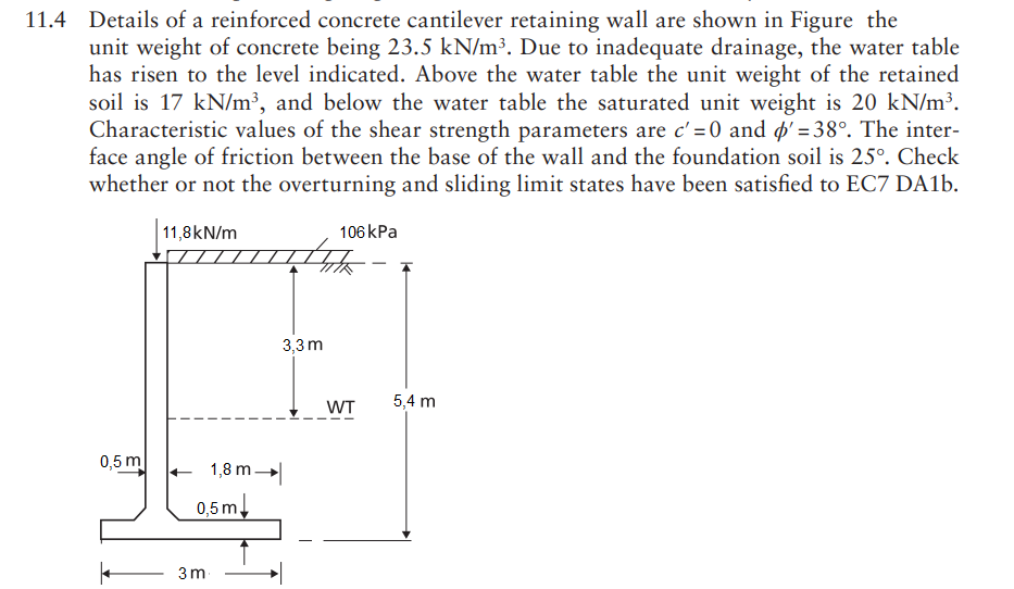 Solved 11.4 Details of a reinforced concrete cantilever | Chegg.com