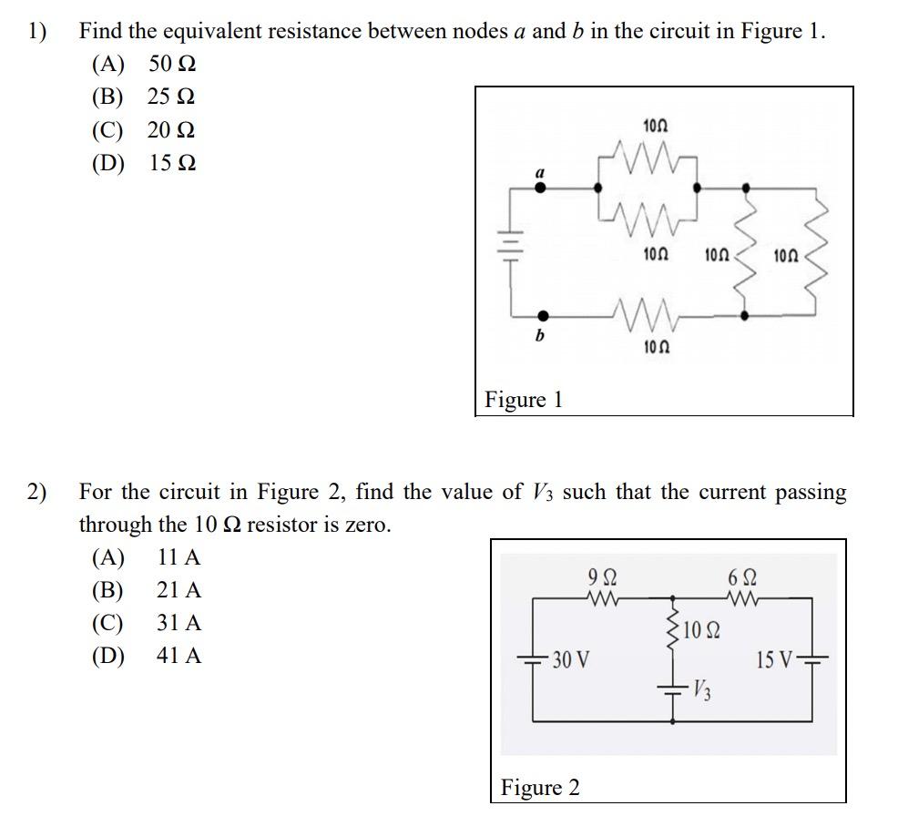 Solved 1) Find The Equivalent Resistance Between Nodes A And | Chegg.com