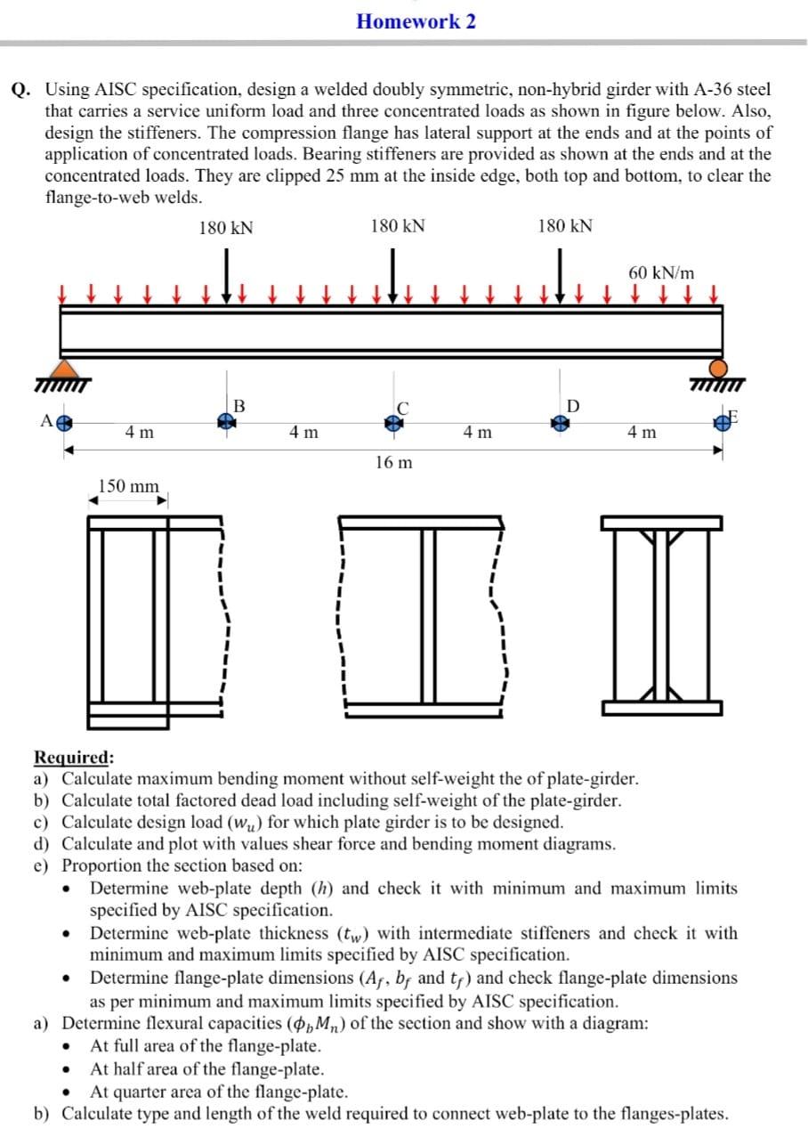 Solved Homework 2 Q. Using AISC specification, design a | Chegg.com