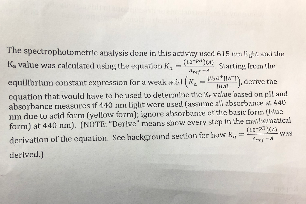 Solved The spectrophotometric analysis done in this activity