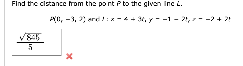 Solved Find the distance from the point P to the given line | Chegg.com