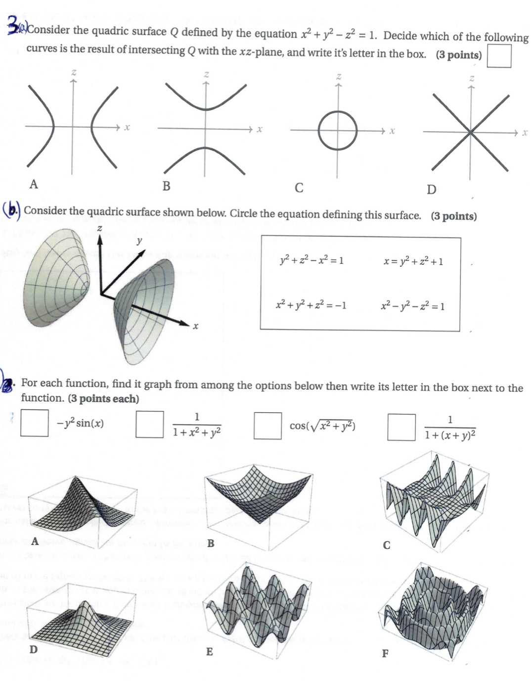 Solved 3 Consider the quadric surface Q defined by the | Chegg.com