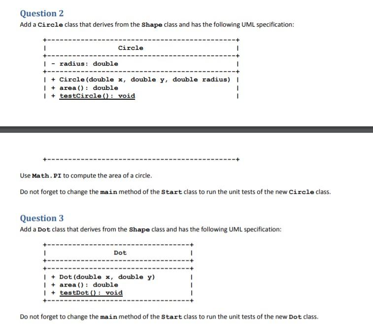 Question 1 Create a Shape class with the following | Chegg.com
