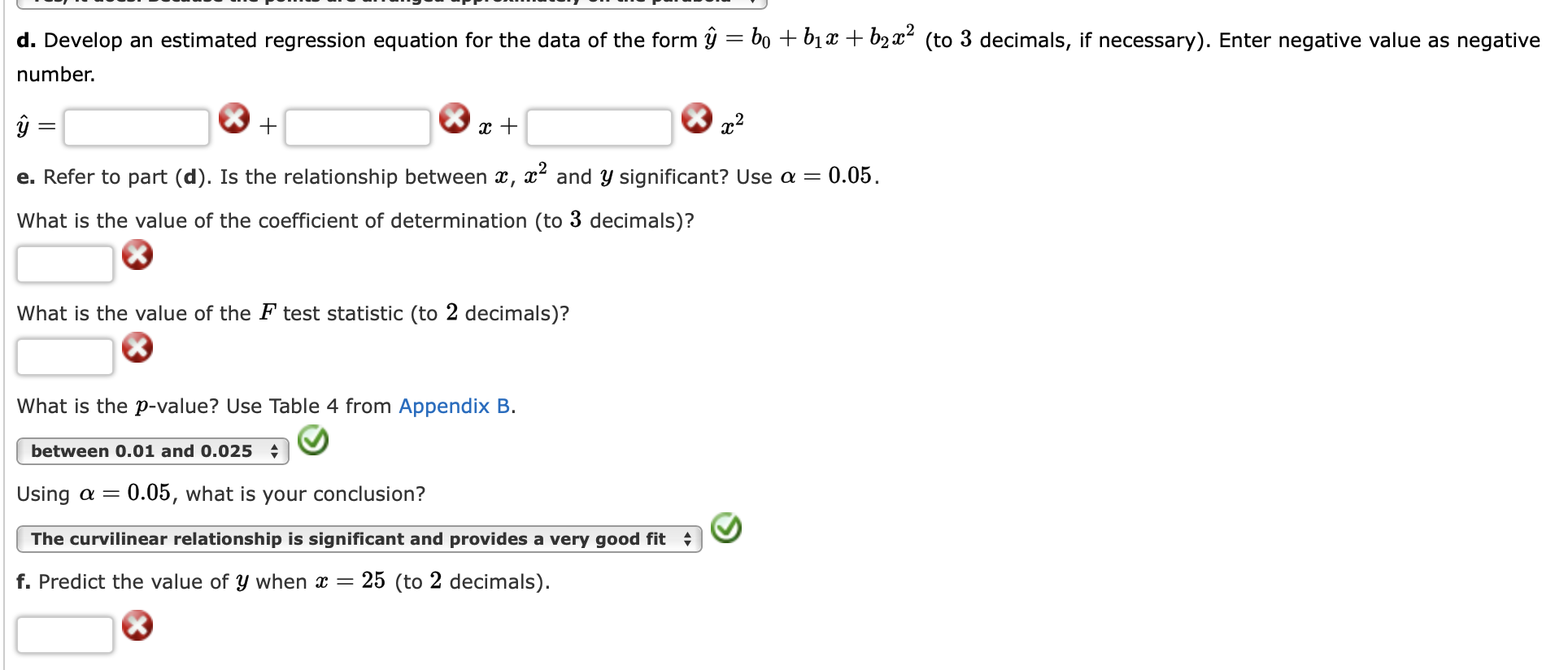 Solved d. Develop an estimated regression equation for the | Chegg.com