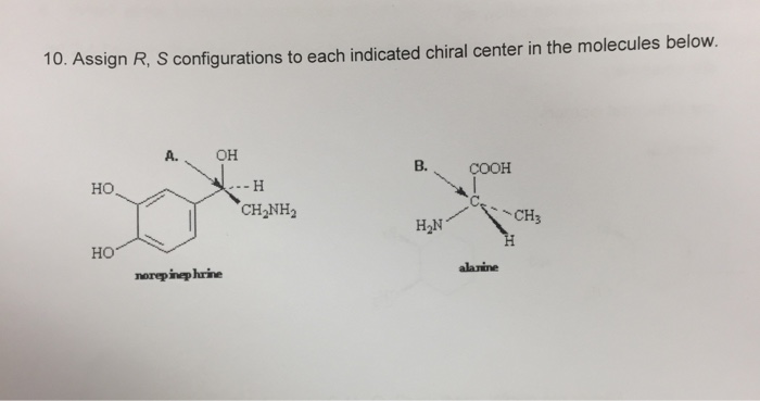 assign r s configuration to the following molecule