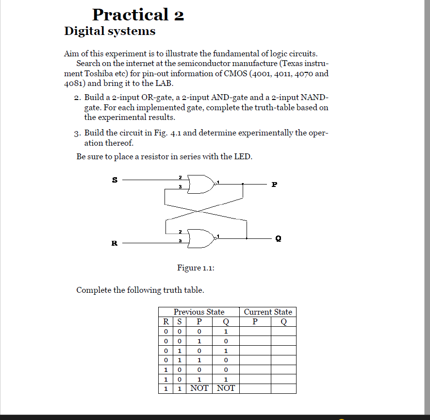 Solved Practical 2 Digital systems Aim of this experiment is | Chegg.com