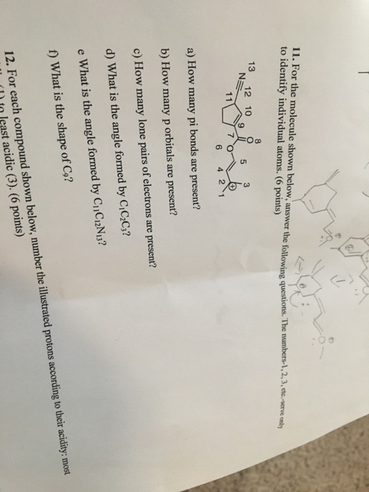 Solved For The Molecule Shown Below, Answer The Following | Chegg.com