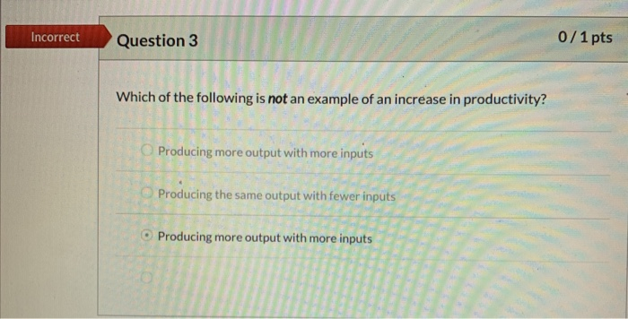 Solved 0/1 pts Incorrect Question 3 Which of the following | Chegg.com