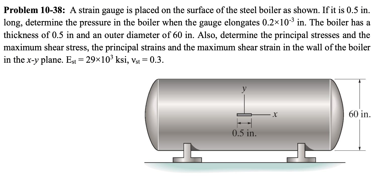 Solved Problem 10-38: A strain gauge is placed on the | Chegg.com